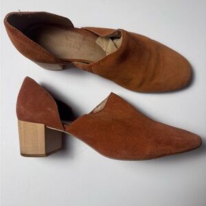 Madewell Kirstie Lowcut Suede Bootie d'Orsay Block Heels Spiced Cider Brown 7